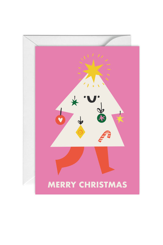 Christmas Tree, Cute Character, Greeting Card