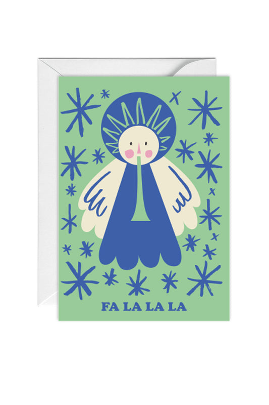 Fa La La La, Angel, Modern, Kitsch, Christmas Card