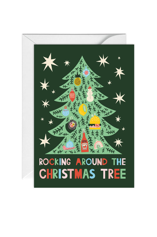 Rocking Around The Christmas Tree, Kitsch, Illustrated, Greeting card