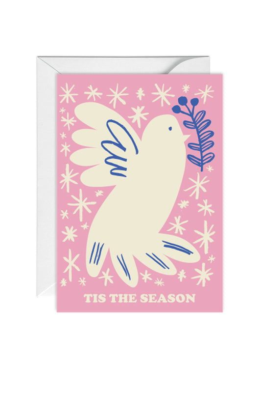 Tis The Season, Dove, Modern, Kitsch, Christmas Card