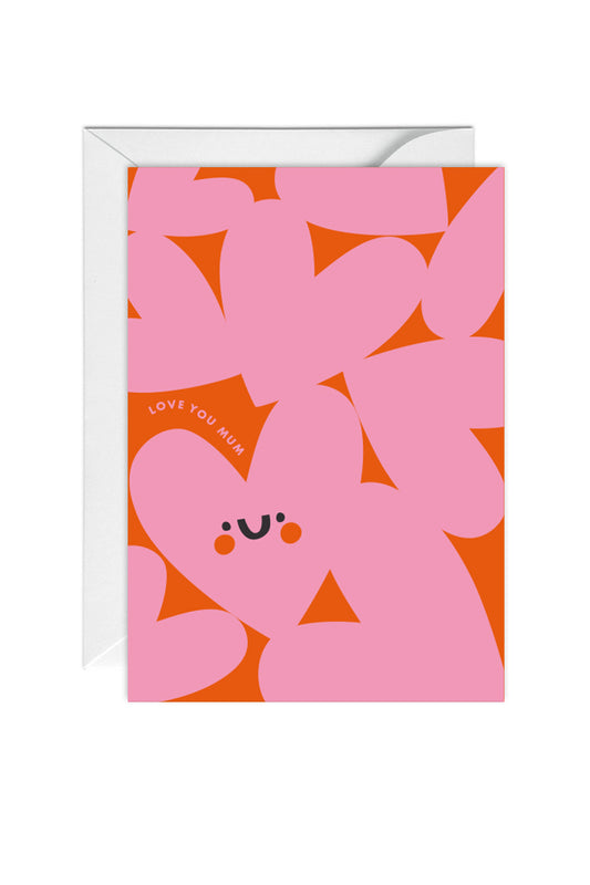 Love You Mum, Mother's Day, Cute Happy Heart, Card